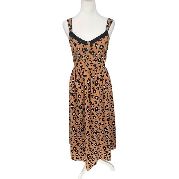 🐆 THAKOON COLLECTIVE Leopard Print Midi Dress - Sz 12 Designer Animal Print 🐆 - Picture 1 of 7